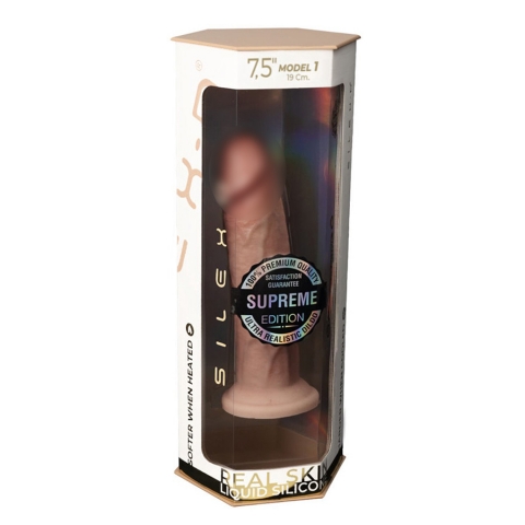 Фаллоимитатор Premium Real Skin SileXD Model 1 - 7.5”, бежевый (19, Ø 4.1 см)