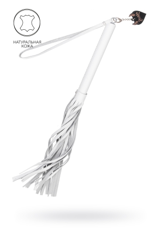 Плеть Pecado BDSM, натуральная кожа, белая (50 см)