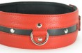 Ошейник из кожи черно-красный увеличенного размера XL