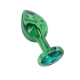 Эмалированная анальная пробка из алюминия с ярко зелёным кристаллом (7, Ø 2.8 см)