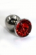 Анальная пробка Kanikule  из аллюминия с кристаллом, красный (7, Ø 3 см)